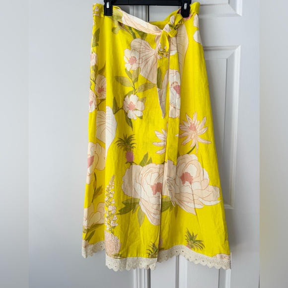 Farm Rio Garden Linen Blend Wrap Skirt, Size L - Picture 5 of 14